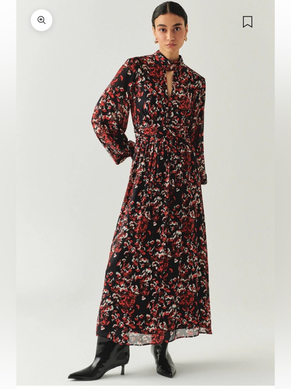 NWT EXQUISE  Erin High Neck Maxi Dress - MULTI COLOR long sleeve black red
